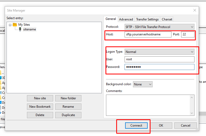 connect SFTP using Filezilla