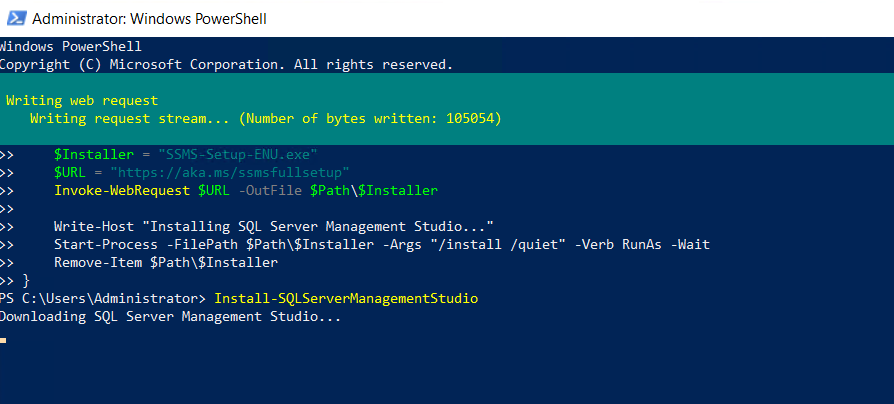 download SSMS via PowerShell