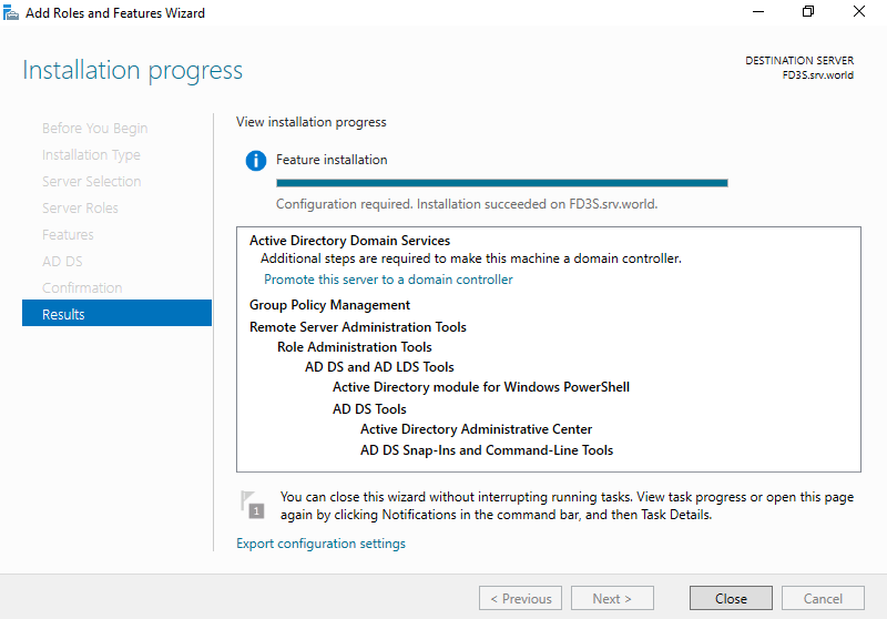 install Active Directory Domain 