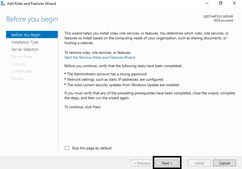 install Active Directory Domain 