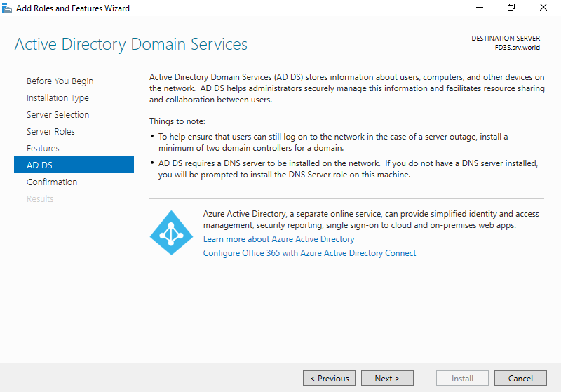 install Active Directory Domain 