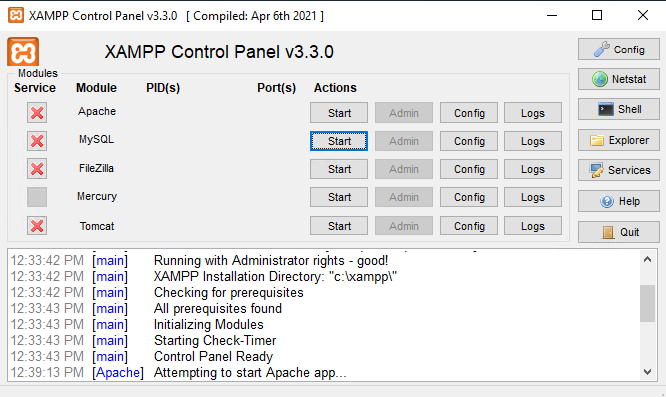 admin panel
