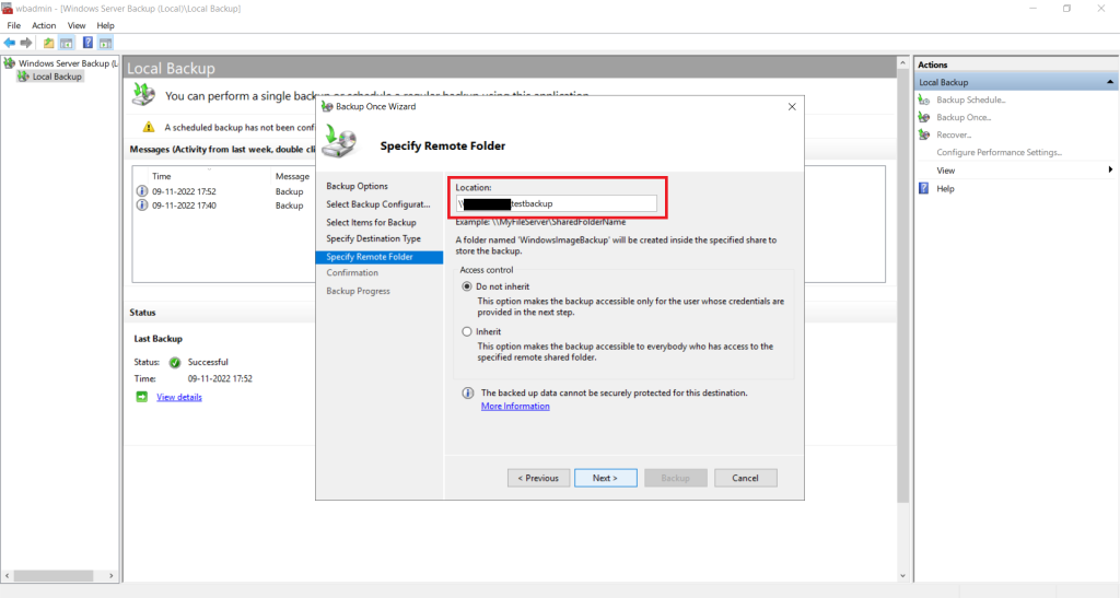 Windows Server Backup feature