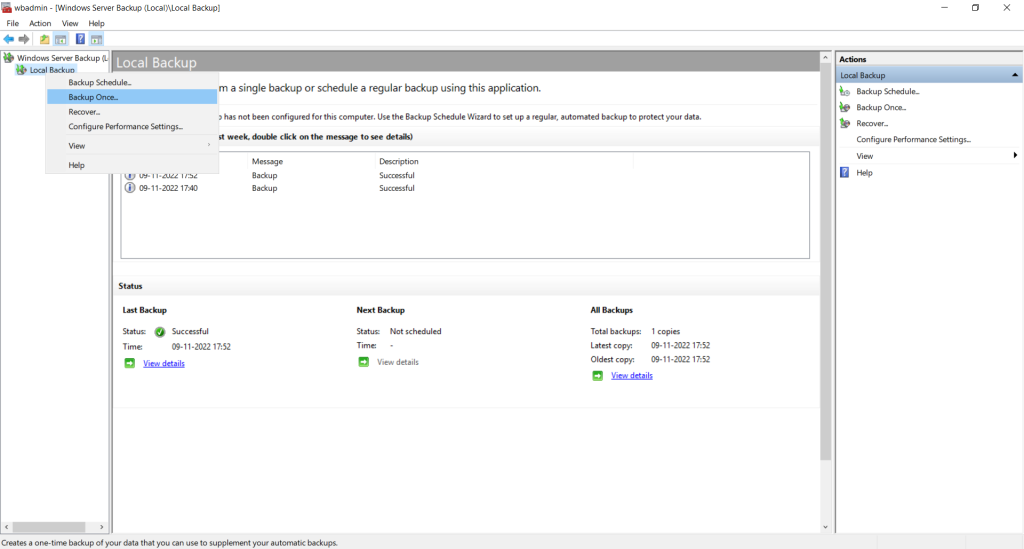Windows Server Backup feature