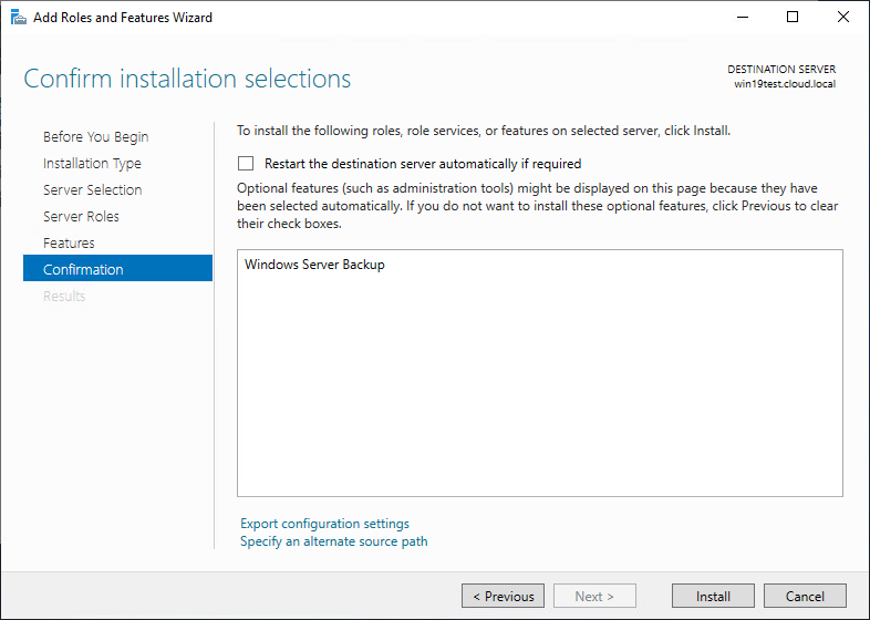 Windows Server Backup feature